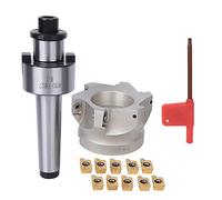 MTB3 FMB27 Collet Chuck Holder, CNC Milling Holder with BAP400R 80 Cutter and 1604APMT Inserts, 6 - Flute Right - Angle Milling Cutter for High Precision Machining, Includes Wrench (MTB3-FMB27+80