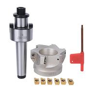 MTB3 FMB27 Collet Chuck Holder with BAP400R 80mm 6 - Flute Face Milling Cutter and APMT1604 Milling Inserts, High Precision CNC Milling Tool Set for Metal Machining with M12 Thread (MTB3-FMB27+80