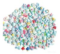 Mtbricey 100Pcs Resin Slime Charms Mixed Cute Flatback Mini Charms for DIY Craft Supplies Phone Case Nail Art Scrapbooking Assorted Animals Food Dessert Flowers for Junk Case Hair Clips (Blue)