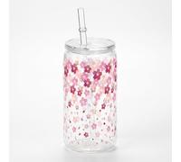 Mtbricey 16oz Pink Bow Cups Reusable Plastic Cups with Lids and Straws Cherry Blossoms Design Tumblers for Iced Coffee Smoothie Juice Cold Drinks Flower Girl Cup for Pink Party Baby Shower (AA)