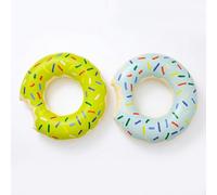 Mtbricey 2 Pack Inflatable Donut Swim Rings Pool Floats with Sprinkle Design Inflatable Swimming Rings for Beach Pool Holidays Summer Water Activities and Pool Parties (Lime Green&Mint Green)