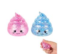 Mtbricey 2 Pcs Glitter Poop Squishy Squeeze Toy Funny Stress Relief Fidget Desk Toy Sensory Stress Ball Novelty Desk Decoration Soft Squeeze Toy for Office Home Relaxation (Pink&Blue)
