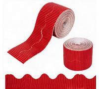 Mtbricey 2 Rolls 15M/Rolls Corrugated Cardboard Roll Corrugated Display Borders for School Classroom Bulletin Boards Decorations Wallpaper Border Backing Paper for Displays Border (Red)