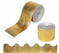 Mtbricey 2 Rolls 15M/Rolls Corrugated Cardboard Roll Corrugated Display Borders for School Classroom Bulletin Boards Decorations Wallpaper Border Backing Paper for Displays Border (Gold)