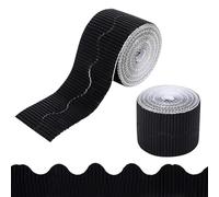Mtbricey 2 Rolls 15M/Rolls Corrugated Cardboard Roll Corrugated Display Borders for School Classroom Bulletin Boards Decorations Wallpaper Border for Displays Border Roll Backing Paper (Black)