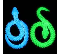 Mtbricey 2PCS 3D Printed Viper Snake Glow in The Dark Full Articulated 30cm / 12in Snake Figure Snake Plush Alternative Joint Movable 3D Printed Animals Fidget Toy for Desk Home Office Decor and Gift