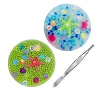 Mtbricey 2Pcs Picky Pad with Straight Curved Tweezers Skin Picking Fidget Silicone Sensory Toys for Stress Relief Anxiety Reduction Portable Travel Fidget Pad for Adults Pink Blue 8 cm (3.15 in) (A)