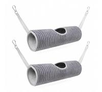 Mtbricey 2PCS Small Animal Hanging Tunnel Hammock for Hamster Rat Ferret Guinea Pig Chinchilla Plush Cage Hideout Tunnel Bed Hammock For Cage Washable Soft Fleece with 4 Clips (Gray+Gray)