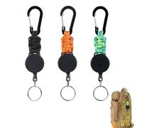 Mtbricey 3 Pieces Retractable Keychain Heavy Duty Retractable Keyring with 70cm / 27.56inches Extendable Lanyard for Keys ID Cards, Ski Passes Extendable Badge Holder Clip with Carabiner Paracord