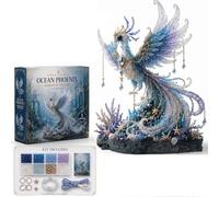 Mtbricey 3D Beaded Animal Craft Kit Mythical Ocean DIY Beading Set Octopus Sea Dragon Phoenix Bead Kit with Tools Instructions Creative Hobby Gift for Teens Adults (Phoenix)