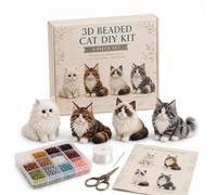 Mtbricey 3D Beaded Animal DIY Kit Set of 4 Mini Animals Craft Kits (Cat)