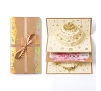 Mtbricey 3D Birthday Money Wallet 10 Pocket Concertina Cash Gift Envelope Foldable Paper Cake Money Holder for Banknotes Vouchers Cheques, Creative Surprise Gift Ideal for All Ages Party Festival Deco