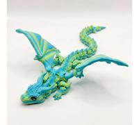 Mtbricey 3D Printed Dragon With Wings 30cm/12 inch Articulated Crystal Wing Dragon Toy Large Poseable Fidget Dragon Figurine Eco-Friendly PLA Fantasy Desktop Pet Decor Gift for Adults (Green)