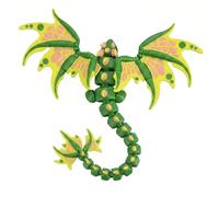 Mtbricey 3D Printed Emperor Dragon with Wings 18x17cm/6.7x7.1in Articulated Crystal Dragon Toy 3D Printed Animals Fidget Toy Movable Joint Dragon Model for Desk Shelf Display Available (Green)