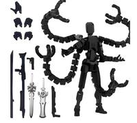 Mtbricey 3D Printed T13 Fully Assembled Action Figure Multi Joint Articulated Dummy 13 Model Toy for Collectors Game Lovers or Present Fans Desktop Decor Collecting and Easter Gifts (Pure Black)