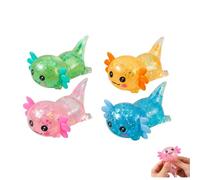 Mtbricey 4 Pack Axolotl Squishy Glitter Stress Balls Soft Squeeze Fidget Balls for Desk Home and Travel Cute Animal Sensory Handheld Focus Items for Adults and Teens (Style B)