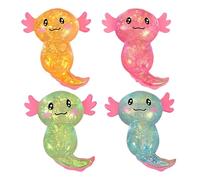 Mtbricey 4 Pack Axolotl Squishy Glitter Stress Balls Soft Squeeze Fidget Balls for Desk Home and Travel Cute Animal Sensory Handheld Focus Items for Adults and Teens