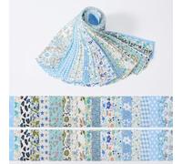 Mtbricey 40 Piece Blue Jelly Roll Fabric Strips Cotton Pre-Cut Quilting & Patchwork Fabric Bundle for Quilt Tops Table Runners & Sewing Projects with 20 Floral Designs (Blue)