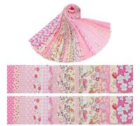 Mtbricey 40 Piece Pink Jelly Roll Fabric Strips Cotton Pre-Cut Quilting & Patchwork Fabric Bundle for Quilt Tops Table Runners & Sewing Projects with 20 Floral Designs