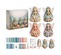 Mtbricey 4Pcs Flower Fairy Patchwork DIY Sewing Make Your Own Winged Elf Cloth Dolls Pre-Cut Fabric Embroidery Thread Stuffing Needle Beginner Hand Sewn Craft for Creative Home Decor Handmade Gift (C)