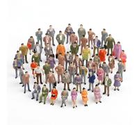 Mtbricey 50Pcs 1:50 Scale Mini People Figures, ABS Plastic Painted Model Train Architectural Tiny Figurines, Sitting & Standing Passengers for Railway Platform Diorama Village Miniature Scenes