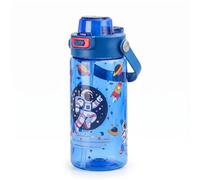 Mtbricey 600ml Kids Water Bottle Portable Leakproof Drinking Bottle with Straw and Handle Wide Mouth Fruit Infusion Beaker for School Sports Camping Travel Picnic Suitable for Boys and Girls (Blue)