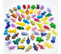 Mtbricey 60PCS 3D Printed Mini Animal Figures with Movable Joints Assorted Flexible Articulated Small Animals Cute Desktop Decor Photography Props Party Gifts Collectible Miniatures Random Styles (C)