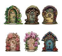 Mtbricey 6PCS Fairy Doors Mini Wooden Elf Door Enchanting for Shelf Decor
