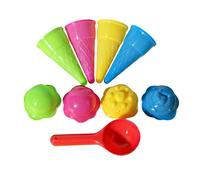 Mtbricey 9 Piece Ice Cream Sand Mould Set Creative Seaside Shaping Tools with Scoops and Cones Portable Outdoor Sensory Activity Kit for Beach Sandbox Garden and Sandpit Durable Multi-Colour