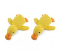 Mtbricey Calming Duck Toy for Dog Squeaky Interactive Plush Toy Quack-Quack Chew Toy Soft Stuffed Calming Yellow Duck Toy for Anxious Dogs Pet Calming Pillow For Puppies Small Medium Dogs (2Pcs Duck)