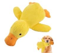 Mtbricey Calming Duck Toy for Dog Squeaky Interactive Plush Toy Quack-Quack Chew Toy Soft Stuffed Calming Yellow Duck Toy for Anxious Dogs Pet Calming Pillow For Puppies Small Medium Dogs (Large)