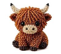 Mtbricey DIY Animals Beading Kit Tiny 3D Highland Cow Beaded Embroidery Kit with Colorful Beads & Instructions Beaded Animal Handmade Jewellery Art Making Kit for Adults & DIY Projects Lovers (01)