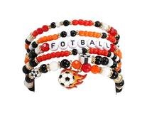 Mtbricey Game Day Bracelets for Women Men Stackable Stretch Beaded Bracelets with Soccer Charms Soccer Gifts Team Color Football Charm Jewelry Accessories Sports Party Favors Gifts (BB)