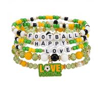 Mtbricey Game Day Bracelets for Women Men Stackable Stretch Beaded Bracelets with Soccer Charms Soccer Gifts Team Color Football Charm Jewelry Accessories Sports Party Favors Gifts (AA)