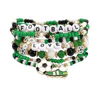 Mtbricey Game Day Bracelets for Women Men Stackable Stretch Beaded Bracelets with Soccer Charms Soccer Gifts Team Color Football Charm Jewelry Accessories Sports Party Favors Gifts (CC)