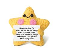Mtbricey Handmade Emotional Support Crochet with Inspirational Card Cute Creative Positive Crochet Dolls Motivational Gifts for Women Men Best Friend Mum Birthday Office Home Desk Decor (Star)
