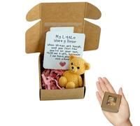 Mtbricey Worry Bear Hug in a Box for Women Girls Mini Teddy Bear Dolls with Inspirational Card & Red Heart Get Well Soon Teddy Thinking of You Positive Mini Gifts for Birthday Anniversary (Yellow)