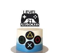 MTBSelf Level 21 Unlocked Game Controller Cake Topper for 21st Birthday Decoration