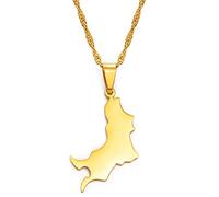 MTCDBD Carriacou Grenada Map Necklace Ethnic Decoration, Carriacou Grenada Map Pendant Ethnic Clothing Accessories Elegant Clavicle Chain, Patriotic Pendant Gift,Gold,60Cm Chain