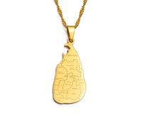 MTCDBD Sri Lanka Map Necklace For Unisex Jewelry, Sri Lanka Map Pendant With City Name Party Dress Accessories Ethnic Style, Charm Symbol Necklace Gift,Gold,60Cm Chain