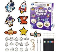 mtchavno 3D Art Craft Magic Puffs Paint Kit, Magic Foam Texture Painting Kit, 15 Mess-Free Paint by Number Craft, DIY Painting Gifts for Children's Birthday Parties Ages 4-10(Space-Themed)