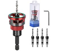 Mtchavno Countersink Drill Bit of 4, Countersink Bit with Depth Stop, Countersink Wood Set with 1/4 Inch Hex Shank, Made of HSS-M2, Precise Drills, for Wood Processing