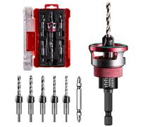 Mtchavno Countersink Drill Bit of 5, Countersink Bit with Depth Stop, Countersink Wood Set with 1/4 Inch Hex Shank, Made of HSS-M2, Precise Drills, Phillips Screwdriver Bit, for Wood Processing