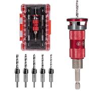 Mtchavno Countersink Drill Bit of 5, Countersink Bit with Depth Stop, Countersink Wood Set with 1/4 Inch Hex Shank, Made of HSS-M2, Precise Drills, Semi-Automatic Scale Adjustment, for Wood Processing