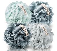 MTDLYICE Loofah Sponge, XXL Large Loofah 100g 4 Pack, Bath Sponge Soft Mesh Shower Loofah for Men, Body Scrub, Bath Accessories, for Body Wash (Blue Gray)