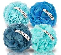 MTDLYICE Loofah Sponge, XXL Large Loofah 100g 4 Pack, Bath Sponge Soft Mesh Shower Loofah for Men, Body Scrub, Shower Pouf Bath Accessories, for Body Wash, Soap (Blue)