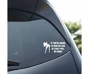 MTE If You're Going To Ride My Ass At Least Pull My Hair Car Window Vinyl Sticker Novelty Decal WHITE external fitment
