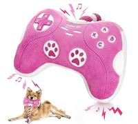 MTERSN Cute Dog Plush Toys : Squeaky Dog Toys with Crinkle Paper and Interactive Rope Toy for Tug of War - Game Controller Dogs Chew Toy with 3 Squeakers for Puppy, Small, Medium, Large Dogs (Pink)