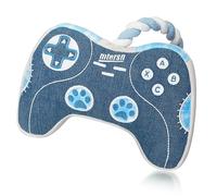 MTERSN Dog Squeaky Toys : Cute Plush Dog Toy with 3 Squeakers and Interactive Dogs Rope Toy with Full Crinkle Paper - Funny Game Controller Shaped Pet Toys for Puppy, Small, Medium Dogs (Denim)