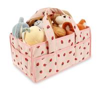 MTFun Baby Nappy Caddy Organizer Nursery Storage Basket Baby Diaper Caddy Organizer Nursery Storage Wipes Bag Newborn Essentials for Boy Girl (pink)